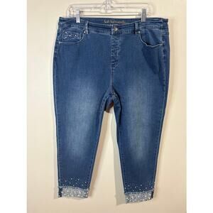 Soft Surroundings Pull on Sparkle Slim Jeans Petite Size PXL